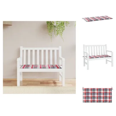 Zdjęcie produktu dla vidaXL Poduszka na ławkę ogrodową, czerwona w kratkę, 120 x 50 x 3 cm, tkanina Oxford – poduszka na siedzisko