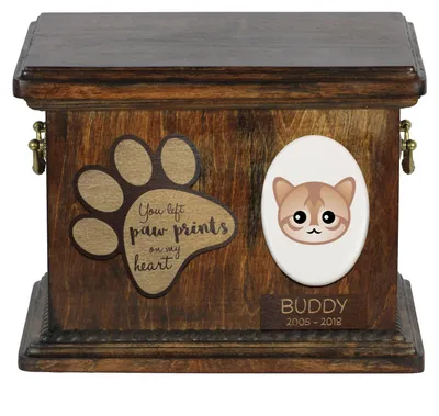 Produktbild von Singapura Katzenascheurne, personalisierte Urne mit Gravur, Erinnerungsbox für Katzenasche von der Marke Art-Dog