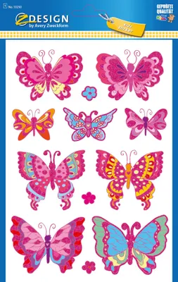 Produktbild von AVERY Zweckform ZDesign BigSticker Glitter "Schmetterling" 12 Sticker