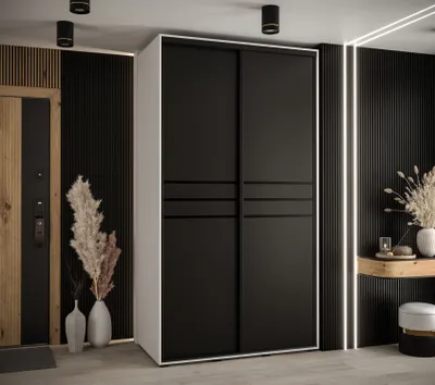 Obrázek produktu pro Šatní skříň YVONA 10 - 140/60 cm, bílá / černá / černá