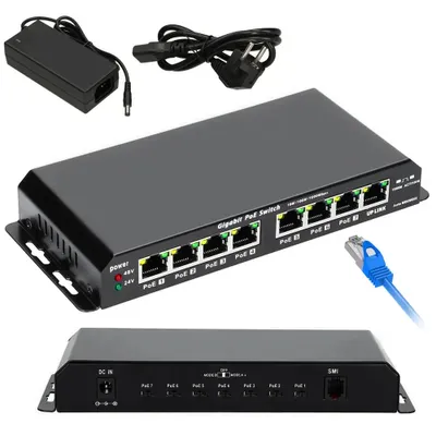 Obrázek produktu pro Extralink KRATOS | PoE Switch | 7x Gigabit PoE  1x Uplink RJ45  24V 2.5A Power Supply  60W Power