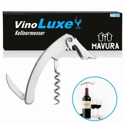 Produktbild von VinoLuxe Kellnermesser Edelstahl Kellnerbesteck Korkenzieher Sommeliermesser