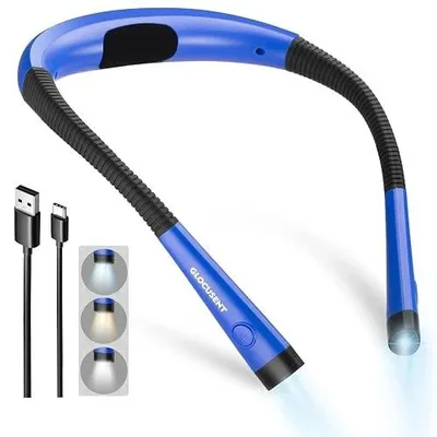 Zdjęcie produktu dla Lampa do czytania na szyję LED składana 6 jasności 3 kolory USB