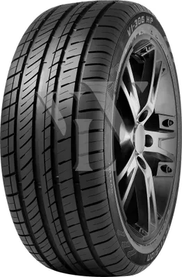 A single car tire is shown against a white background.