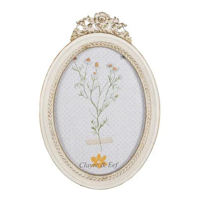 Produktbild von Clayre & Eef Bilderrahmen 13x18 cm Weiß Goldfarbig Kunststoff