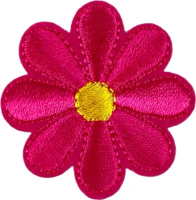Produktbild von Gänseblümchen-Emblem-Aufnäher zum Aufbügeln, Fuchsia-Rosa