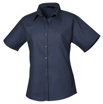 Produktbild von Premier - Bluse für Damen, Popelin, kurzärmlig LT5109 (M) (Marine)