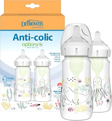 Obrázok produktu pre Brown's – Fľaše proti kolike s širokým hrdlom – 270 ml – Motív oceánu – 2 kusy