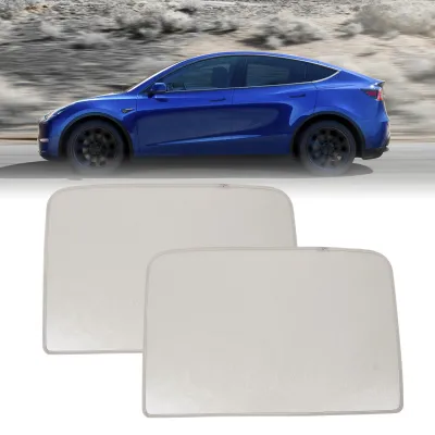 Produktbild von Dach-Sonnenschutz 2 Stück - Wärmeisolierend, UV-Schutz, Beige - Passend für Tesla Model Y 2021 bis 2023