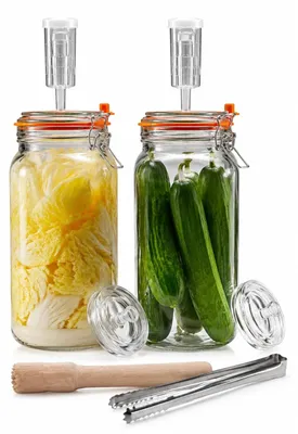 Image de Ensemble de 2 bouteilles de fermentation de 2 litres, avec valve de dégazage et accessoires