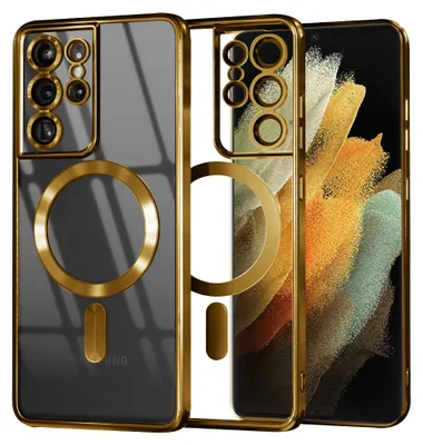 Produktbild von Techsuit Luxury Crystal Back Cover Hülle mit MagSafe für Samsung Galaxy S21 Ultra - Gold