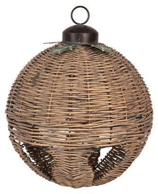 Productafbeelding van Clayre & Eef kerstdecoratie: figuur, kerstbal, bruin, riet, diameter 41 cm, hoogte 51 cm