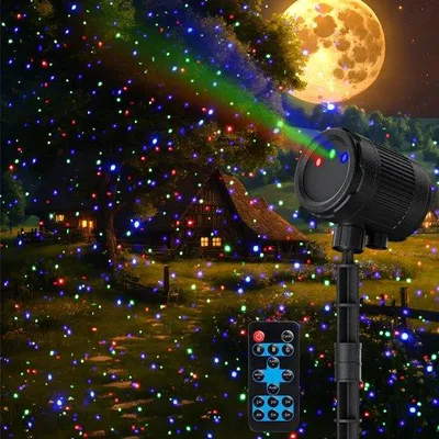 Produktbild von Weihnachtsprojektionsbeleuchtung, rote, grüne und blaue Sternenhimmelbeleuchtung, Laserbeleuchtung, wasserdichte Gartenbeleuchtung