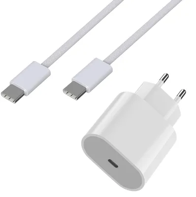 Produktbild von 20-W-Schnellladegerät + 1 Meter langes USB-C-zu-USB-C-Kabel für iPhone 18 PRO/iPhone 18 PRO MAX/iPhone DUO – Phonillico®