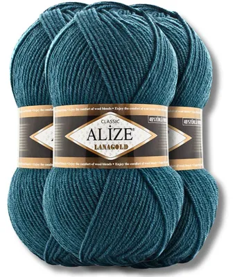 Productafbeelding van Alize 3x 100g Lanagold garen, effen kleur, geschikt voor haken en breien (294)