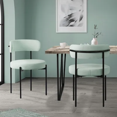 Produktbild von ML-Design Esszimmerstühle 2er Set, Küchenstuhl, aus Teddystoff Grün, Wohnzimmerstuhl mit Rückenlehne, Polsterstühle mit Metallbeinen, Loungesessel