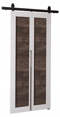 Produktbild von KierMoebel Schiebetür Komplettset QUDIO M1 Weiß + Esche 76x205x3,2 cm Wohnzimmer Schiebetür