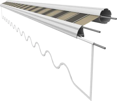 A close-up, isolated view of a retractable awning fabric.