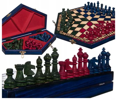 Produktbild von Chesscheck Holzschachspiel für 3 Spieler bunt 27 cm