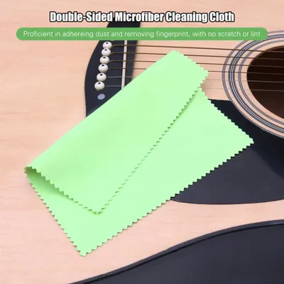 Immagine prodotto di Panno per la pulizia e la lucidatura degli strumenti musicali, dimensioni 15 cm x 15 cm, bifacciale, morbida microfibra, accessori per chitarra, basso, violino, pianoforte, verde