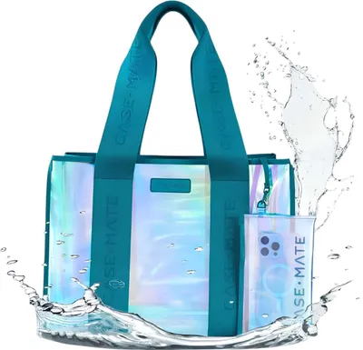 Zdjęcie produktu dla Case-Mate Large Travel Tote Bag - Wodoodporna torba na ramię z etui na telefon (Emerald Blue Soap Bubble)