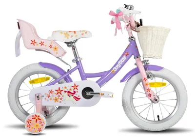 Obrázek produktu pro Dívčí kolo, dětské kolo - velikost kol 35 cm - s bočními kolečky - košík a sedačka pro panenku - ocelový rám - vhodné pro děti ve věku 2–9 let - fialové