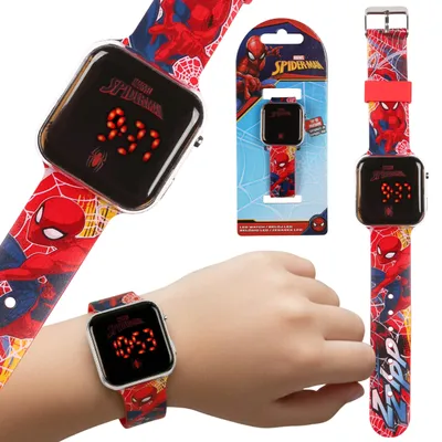 Produktbild von MARVEL Spider-Man Digitale Armbanduhr für Jungen in Rot, LED-Uhr mit Datum und Uhrzeit