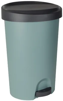 A green pedal bin with a black lid and pedal, isolated on a white background.