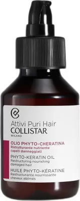 Zdjęcie produktu dla Collistar Phyto-Cheratina, Olejek do włosów, 100 ml, Kobiety, Włosy łamliwe, Włosy zniszczone, Odżywiający, Naprawa, Świecący, Zmiękczający, Wzmacniający, DIMETHICONE, DIMETHICONOL, ISOPROPYL MYRISTATE, PARFUM, ETHYLHEXYL PALMITATE, HYDROLYZED RICE...