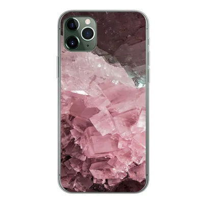 Produktbild von MuchoWow® Handyhülle Schutzhülle Hülle für iPhone 11 Pro Max Naturstein - Rosa - Kristall Silikon Softcase Handy Hülle - Schutz
