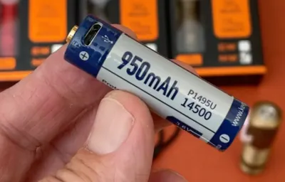 Produktbild von Keeppower Akku 14500 USB Li-Ionen 950 mAh geschützt - wahlweise als Doppelpack mit Ladekabel