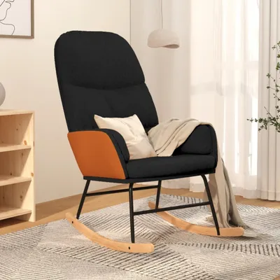 Produktbild von The Living Store Schaukelstuhl Schwarz Stoff