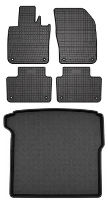 Produktbild von Gummimatten + Kofferraumwanne für Volvo V60 II 2018- (Standard-Kofferraum) – Schwarz, passgenau – Wielganizator SolidPRO
