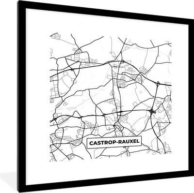 Produktbild von MuchoWow® Gerahmtes Poster Karte - Karte - Castrop-Rauxel - Stadtplan 40x40 cm - Poster mit Schwarzem Bilderrahmen Wandposter Rahmen Foto Bilder - Poster - Plakat im Rahmen