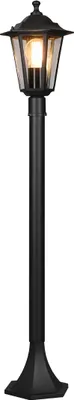 A black outdoor lamp post.