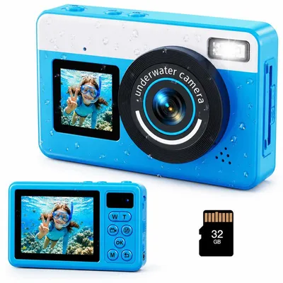 Produktbild von Unterwasserkamera 4K 48MP – 10 FT wasserdicht, Dual-Screen, Autofokus – 18-fach Zoom, inklusive 32 GB – digitale Wasserkamera für Kinder, Teens und Schnorchelausflüge