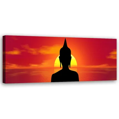 Produktbild von Leinwandbild Buddha-Sonnenuntergang 90x30 Feeby Orange bild für die wand bereit zum aufhängen
