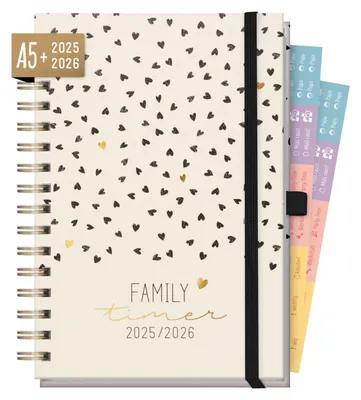 Produktbild von Family-Timer 2025/2026 Deluxe / 18 Monate / Golden Hearts / Häfft-Verlag