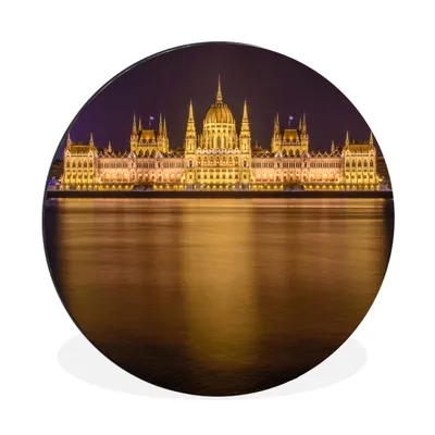 Produktbild von MuchoWow® Aluminium Wandkreis Ungarn - Palast - Licht Ø 90 cm Wanddeko Modern Wohnzimmer - Mauerkreis - Wandbilder - Runde Bild - Bild aus Aluminium - Schlafzimmer - Wohnzimmerdekoration - Wand Dekoration