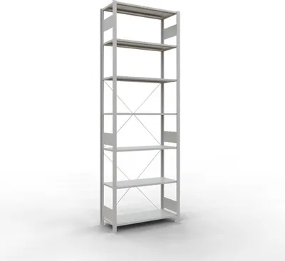 Produktbild von Schulte Fachbodenregal MULTIplus85 Stecksystem | Grundregal | HxBxT 300x100x40cm | 7 Ebenen | Fachlast 85kg | Lichtgrau