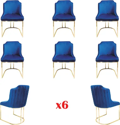 Productafbeelding van Set van 6 eetkamerstoelen, bekleed met textiel, met rugleuning