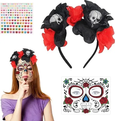 Produktbild von TECHEEL Halloween Stirnband, Gesichts-Tattoos, Halloween-Kostüm