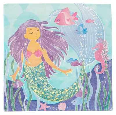 Produktbild von 16 Servietten Meerjungfrau 33 x 33 cm - Einheitsgröße