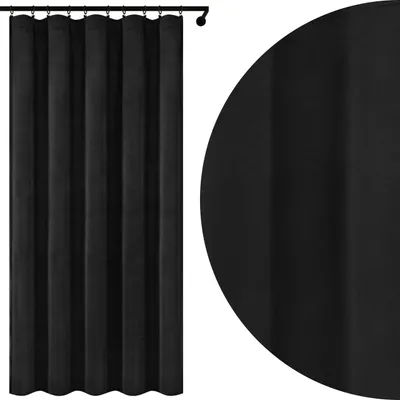 Zdjęcie produktu dla Voppi Zasłona welurowa z taśmą marszczącą 140x230 cm czarna zasłona dekoracyjna do domu