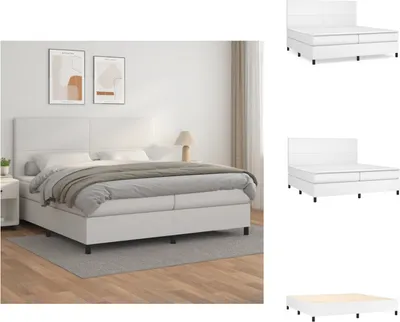 Produktbild von vidaXL Boxspringbett mit Matratze Weiß 200x200 cm Kunstleder -  Betten & Bettgestelle