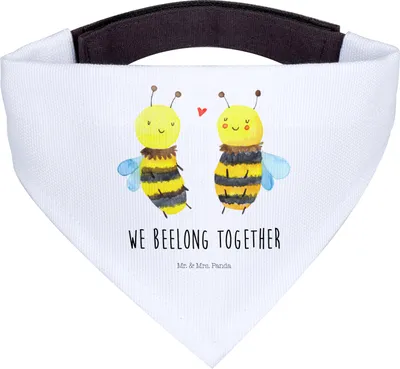 Produktbild von Mr. & Mrs. Panda Dreieckstuch Biene Verliebt - Weiß - Geschenk, Bandana, Halstuch für Hund, Hunde, Hals Tuch