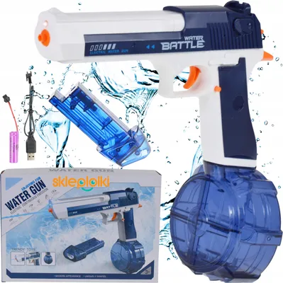 Immagine prodotto di Pistola giocattolo - Pistola elettrica ad acqua con batteria ricaricabile USB e doppio serbatoio d'acqua: un divertimento per tutta la famiglia nelle giornate più calde
