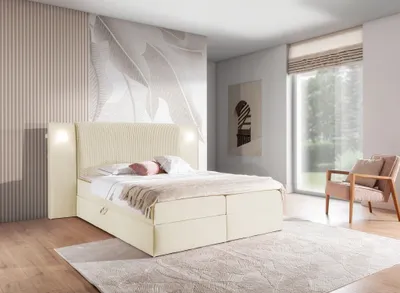 Produktbild von Boxspringbett Bett MARTEN 120x200cm in Stoff Magic Velvet Creme Set.1