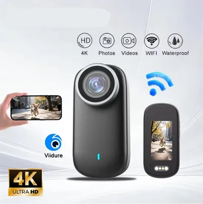 Produktbild von 4K-WLAN-Mini-Actionkamera für Outdoor-Sport, handliche Taschenkamera, tragbarer Helm- und Motorrad-Camcorder für Vlogs, Radfahren und als Bodycam
