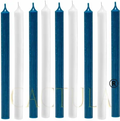 Productafbeelding van Cactula Lange dinerkaarsen, 28 cm, set van 9 – Delftblauw design – Elegante stompkaarsen
